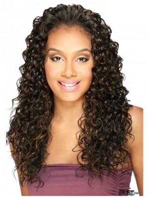 Long Curly Brown Best Indian Remy Hair Half Wigs