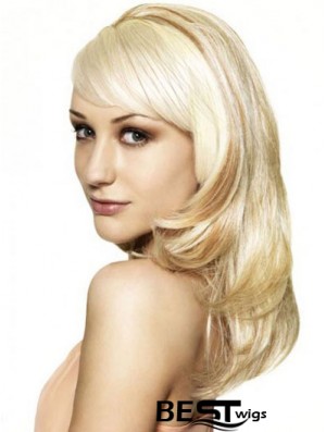 Blonde 16 inch Wavy Capless Synthetic Long 3/4 Wigs Cheap