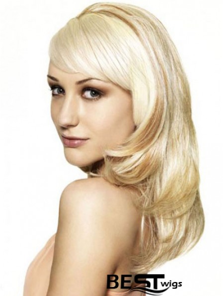 Blonde 16 inch Wavy Capless Synthetic Long 3/4 Wigs Cheap