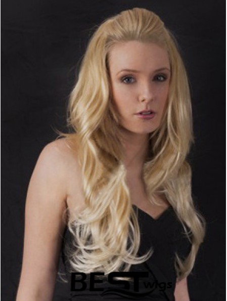 Long Wavy Blonde Fashion Synthetic Half Wigs