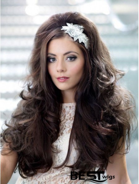 Long Wavy Brown Hairstyles Synthetic Half Wigs