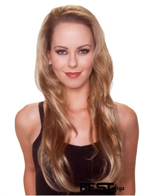 Long Straight Blonde Stylish Synthetic Half Wigs