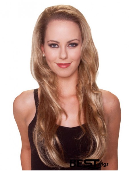 Long Straight Blonde Stylish Synthetic Half Wigs