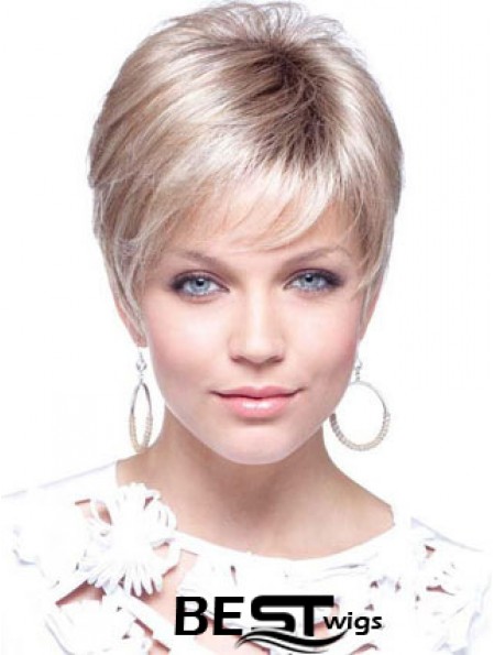 Blonde Cropped Straight Boycuts Capless Modern Ladies Wigs