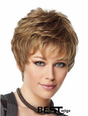 Blonde Wigs Boycuts Cropped Length Capless Synthetic Wavy Style