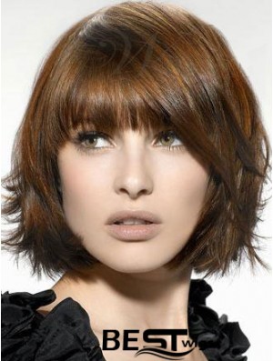 Auburn Straight Chin Length Bobs Capless Cheap Wigs For Sale