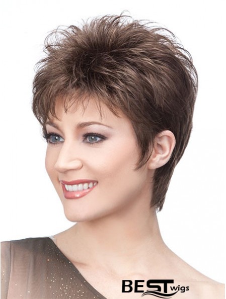 Brown Cropped Straight Boycuts Capless Wig Sales Online