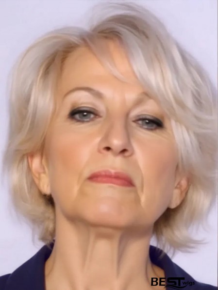 Cheap Grey Wigs Remy Human Grey Cut Wavy Style Short Length