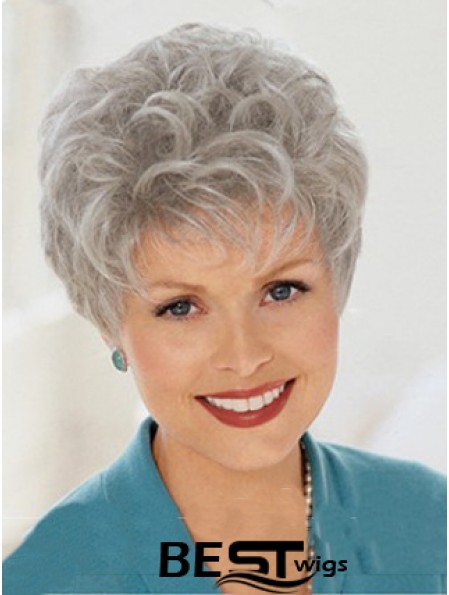 Discount Wigs With Capless Grey Cut Wavy Style Short Length