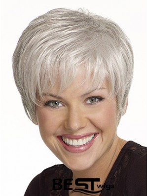 Straight Capless 8 inch Amazing Short Grey Wigs