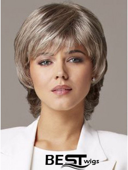 Wavy Capless 10 inch Sleek Short Grey Wigs