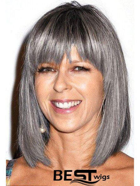 Straight Lace Front 12 inch Modern Shoulder Length Grey Wigs