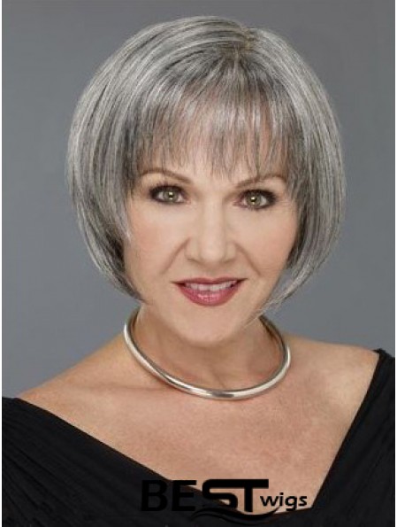 Straight Capless 8 inch Short Grey Wigs