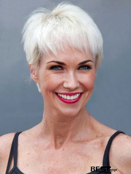 Buy Wigs With Remy Capless Straight Style Short Length Grey Cut