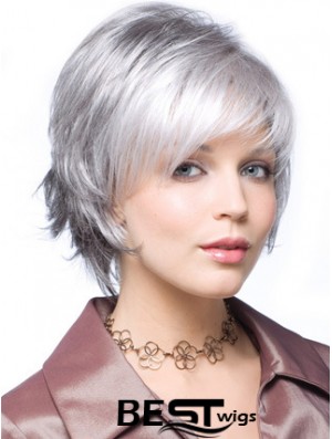 Straight Capless 8 inch Beautiful Short Grey Wigs