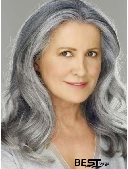 Wavy Lace Front 16 inch Best Shoulder Length Grey Wigs