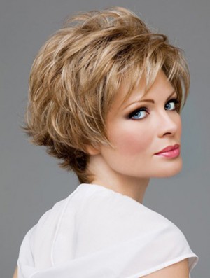 Lace Front Wavy Layered Short 8 inch Online Human Hair Wigs