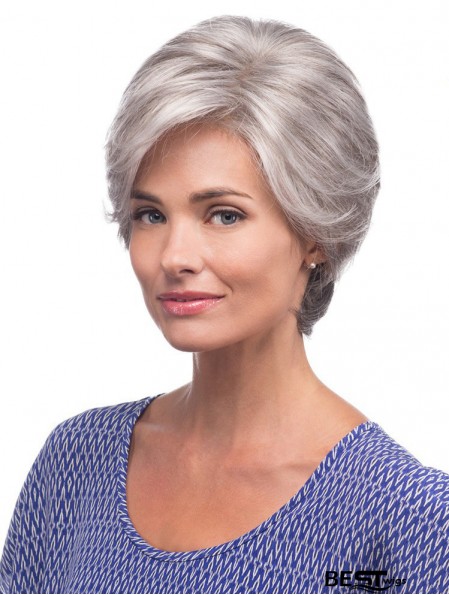 Cheap Lace Front Wigs UK Grey Cut Straight Style Short Length