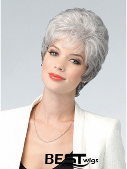 Lace Front Wig Grey Cut Wavy Style Short Length With Remy