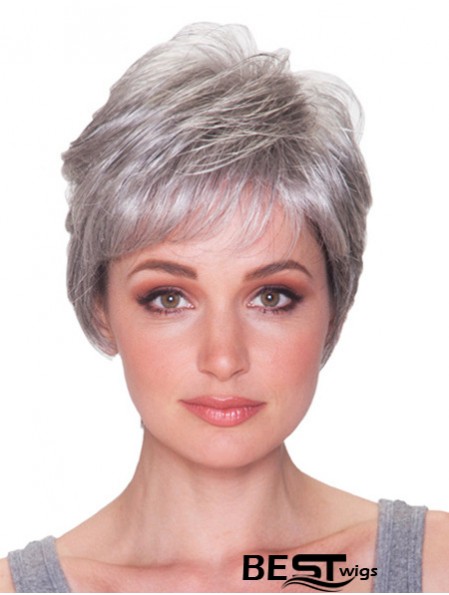 Grey Hair Wigs Grey Cut Short Length Straight Style