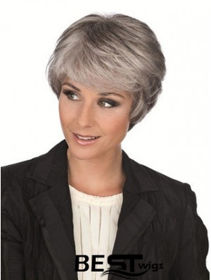 Synthetic Sassy Short Straight Grey Wigs