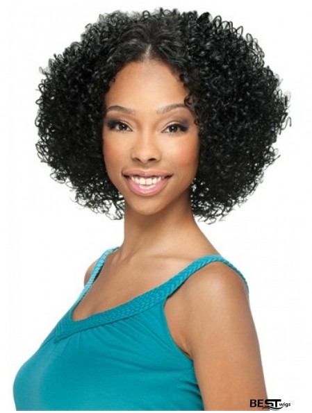 U Part Wigs With Lace Front Chin Length Curly Style