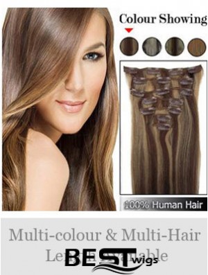 Beautiful Brown Straight Remy Human Hair Clip In Hair Extensions