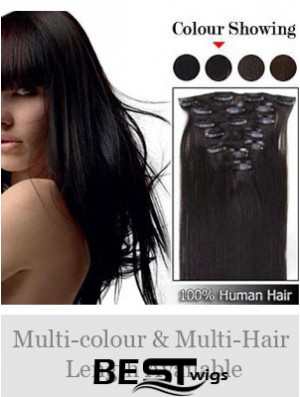 Cheap Brown Straight Remy Human Hair Clip In Hair Extensions
