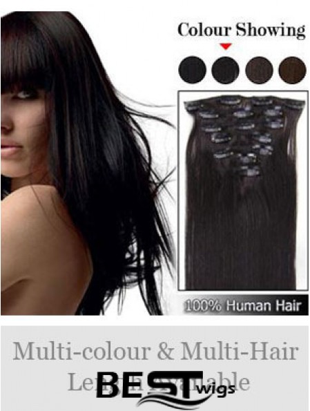 Cheap Brown Straight Remy Human Hair Clip In Hair Extensions