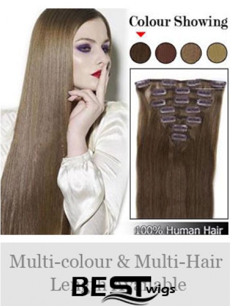 Best Brown Straight Remy Human Hair Clip In Hair Extensions