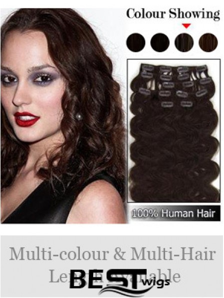 Exquisite Auburn Wavy Remy Human Hair Clip In Hair Extensions