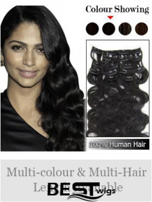 Great Black Wavy Remy Human Hair Clip In Hair Extensions
