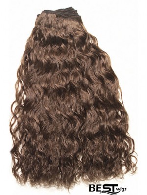 Curly Remy Human Hair Brown Top Weft Extensions