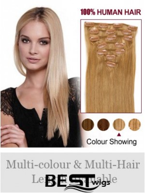 Top Blonde Straight Remy Human Hair Clip In Hair Extensions