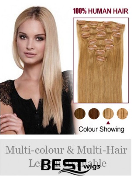 Top Blonde Straight Remy Human Hair Clip In Hair Extensions