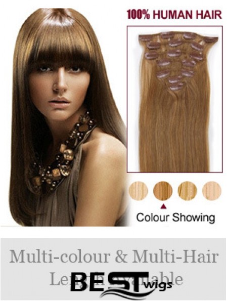 Hairstyles Brown Straight Remy Human Hair Clip In Hair Extensions