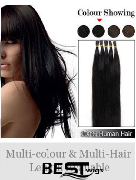 Black Straight Stick/I Tip Hair Extensions