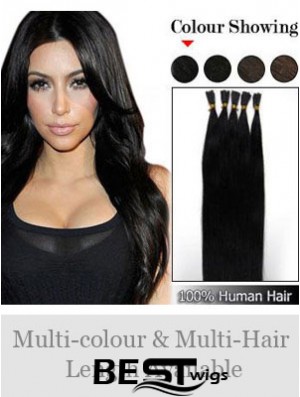 Black Straight Stick/I Tip Hair Extensions