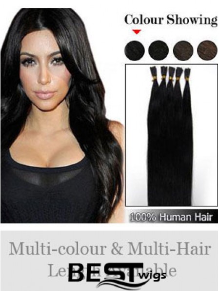 Black Straight Stick/I Tip Hair Extensions