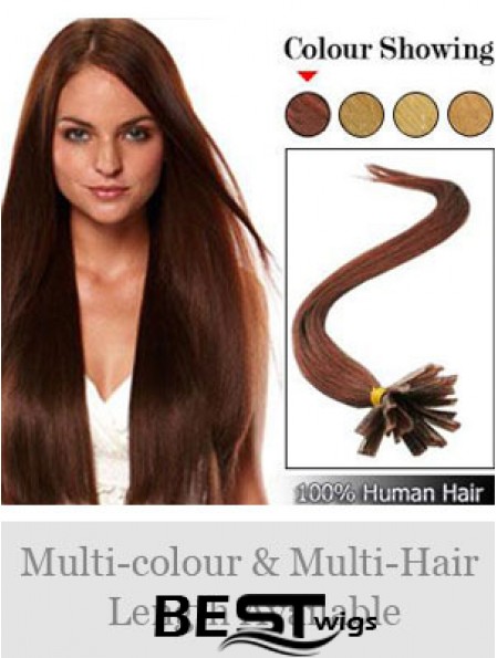 Auburn Straight Hairstyles Nail/U Tip Hair Extensions