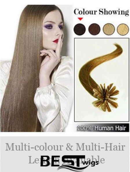 Brown Straight Modern Nail/U Tip Hair Extensions