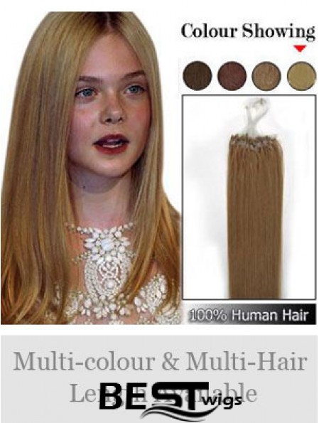 Modern Brown Straight Micro Loop Ring Hair Extensions