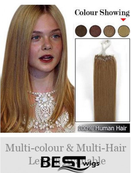 High Quality Brown Straight Micro Loop Ring Hair Extensions