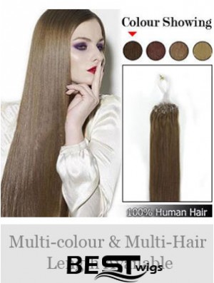 Fabulous Brown Straight Micro Loop Ring Hair Extensions