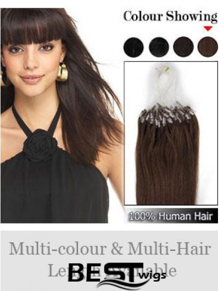 Flexibility Brown Straight Micro Loop Ring Hair Extensions