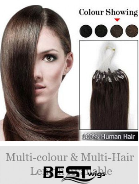 Designed Brown Straight Micro Loop Ring Hair Extensions