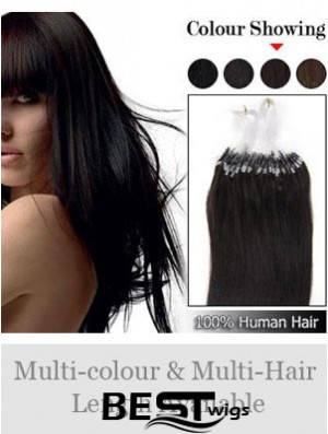 Beautiful Black Straight Micro Loop Ring Hair Extensions