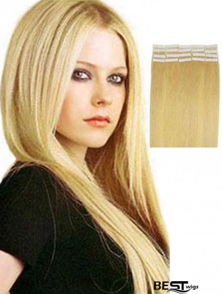 Blonde Straight No-Fuss Remy Human Hair Tape In Hair Extensions