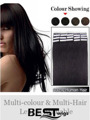 Black Straight Soft Remy Human Hair Tape In Hair Extensions