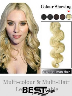Wavy Remy Human Hair Blonde Fashionable Weft Extensions